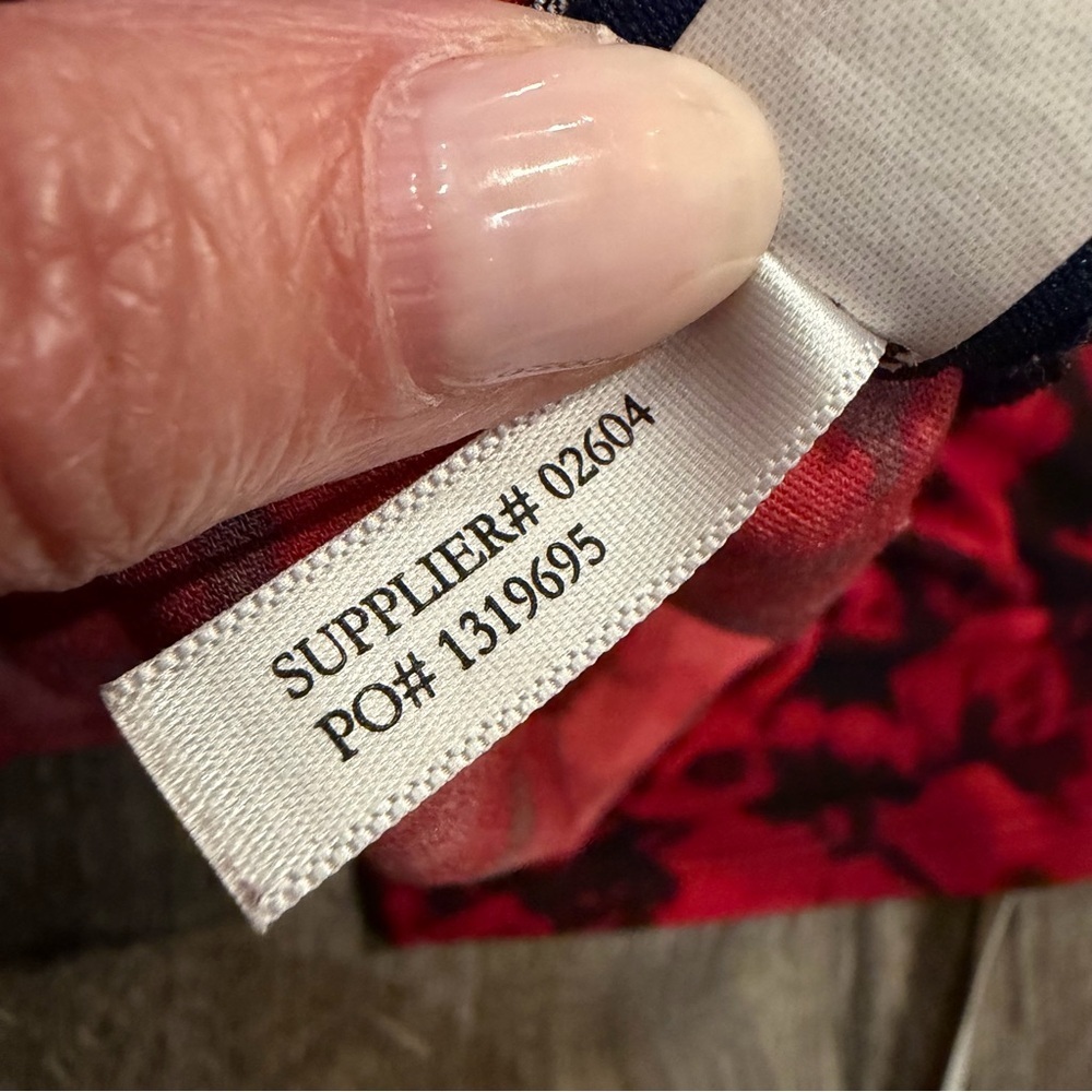 Chaps Dress Dark Floral Red Flutter Sleeve Midi Office Fit Flare Surplice S - Picture 14 of 14